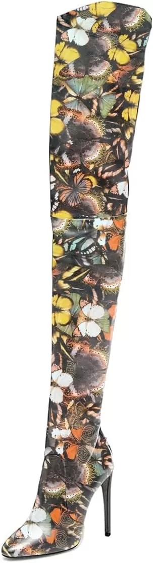 imageFSJ Women Fashion Pointed Toe Stiletto Heel Thigh High Over The Knee Boots Pull On Side Zipper Patent Leather Winter Shoes Size 415 USMulticolor