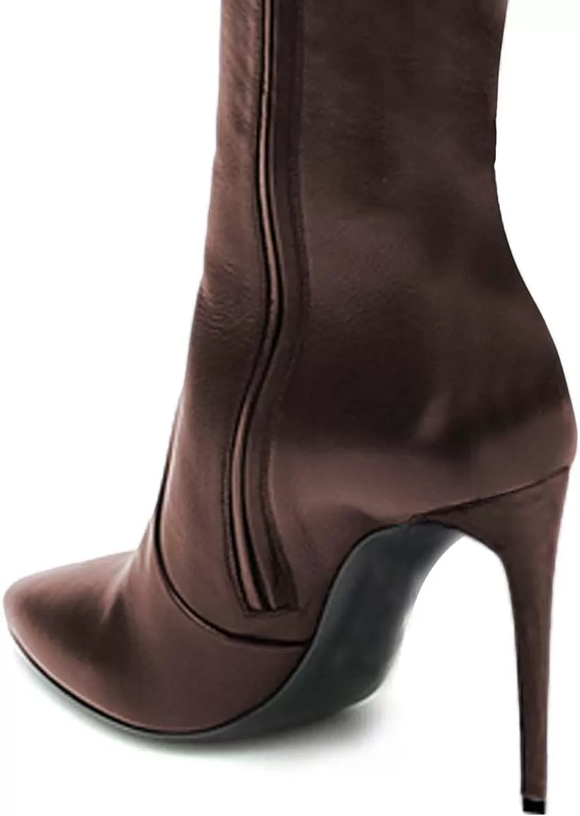 imageFSJ Women Fashion Pointed Toe Stiletto Heel Thigh High Over The Knee Boots Pull On Side Zipper Patent Leather Winter Shoes Size 415 USSaddlebrown