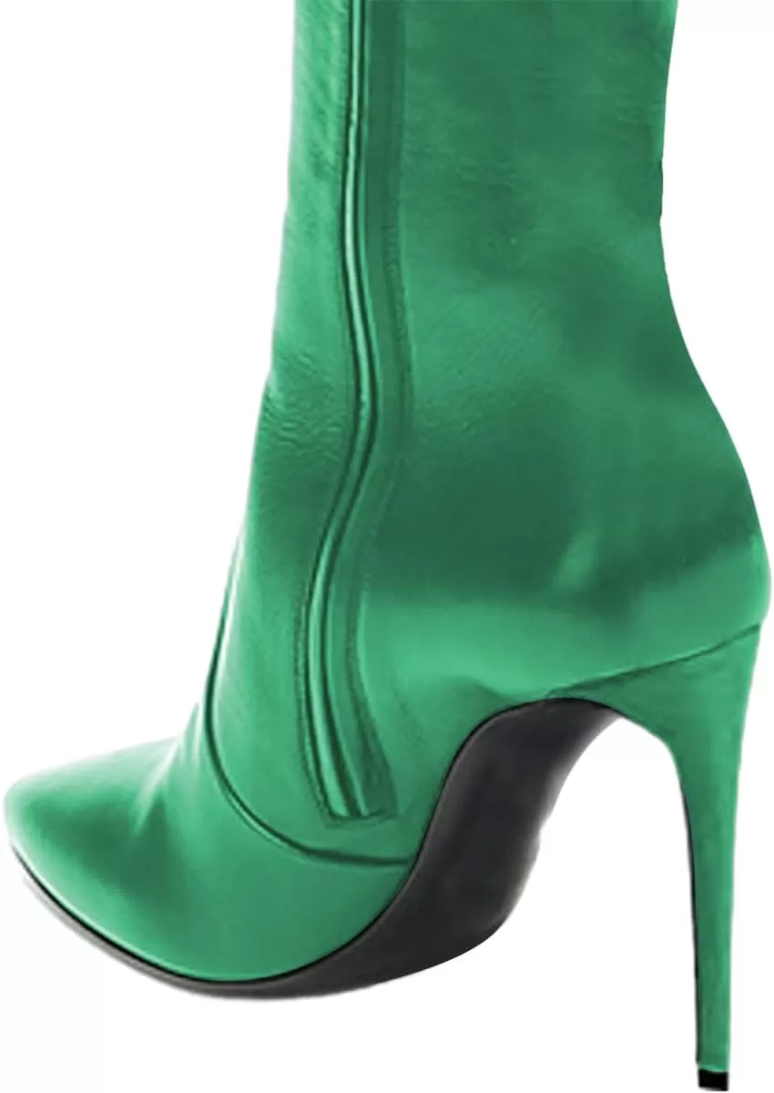 imageFSJ Women Fashion Pointed Toe Stiletto Heel Thigh High Over The Knee Boots Pull On Side Zipper Patent Leather Winter Shoes Size 415 USSea Green