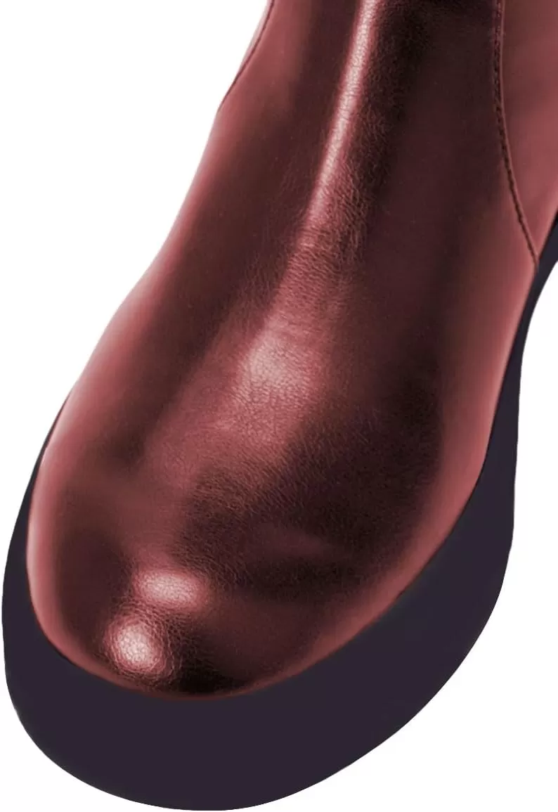 imageFSJ Women Over The Knee Boots Round Toe Side Zipper Low Block Heel Flat Long Booties Small Bow Decor Fashion Dress Thigh High Boots Size 415 USSorrel