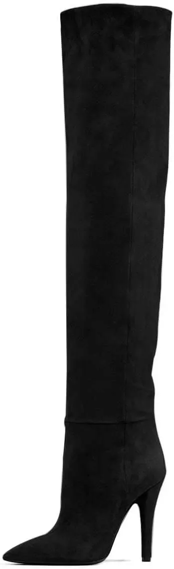 imageFSJ Women Sexy Thigh High Long Boots Over The Knee Cone High Heels Stretch Winter Dress Shoes SizeBlack