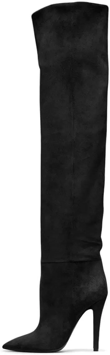 imageFSJ Women Sexy Thigh High Long Boots Over The Knee Cone High Heels Stretch Winter Dress Shoes SizeBlack