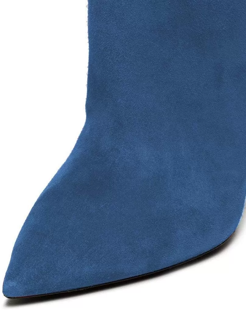 imageFSJ Women Sexy Thigh High Long Boots Over The Knee Cone High Heels Stretch Winter Dress Shoes SizeBlue