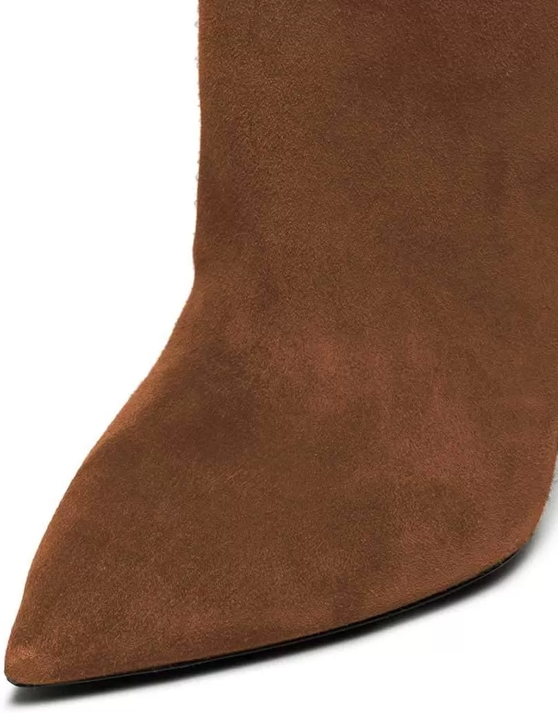 imageFSJ Women Sexy Thigh High Long Boots Over The Knee Cone High Heels Stretch Winter Dress Shoes SizeBrown