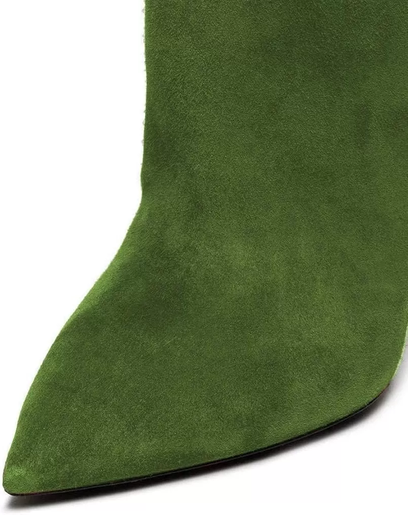 imageFSJ Women Sexy Thigh High Long Boots Over The Knee Cone High Heels Stretch Winter Dress Shoes SizeGreen