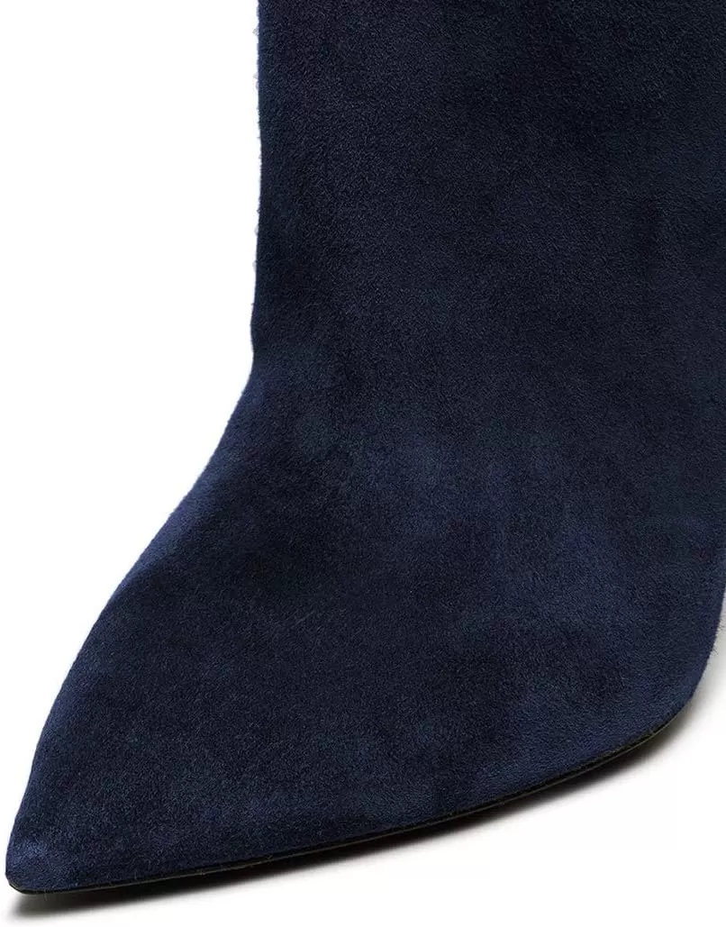 imageFSJ Women Sexy Thigh High Long Boots Over The Knee Cone High Heels Stretch Winter Dress Shoes SizeNavy