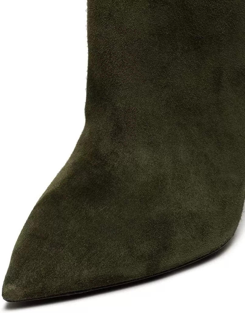 imageFSJ Women Sexy Thigh High Long Boots Over The Knee Cone High Heels Stretch Winter Dress Shoes SizeOlive