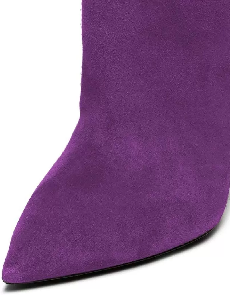 imageFSJ Women Sexy Thigh High Long Boots Over The Knee Cone High Heels Stretch Winter Dress Shoes SizePurple