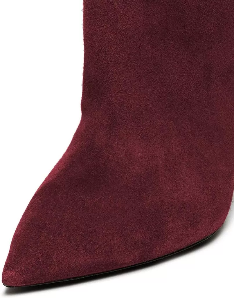 imageFSJ Women Sexy Thigh High Long Boots Over The Knee Cone High Heels Stretch Winter Dress Shoes SizeWine