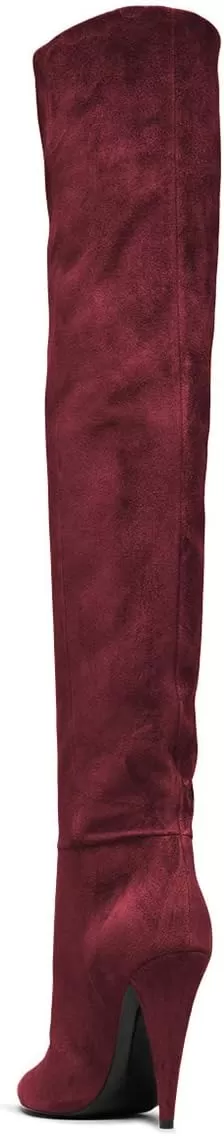 imageFSJ Women Sexy Thigh High Long Boots Over The Knee Cone High Heels Stretch Winter Dress Shoes SizeWine