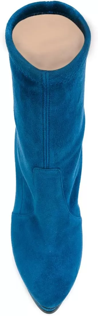 imageFSJ Women Stylish ankle Boots Thin High Heel Platform Pointed Toe Suede Party Office Daily Shoes Size 415 USBlue