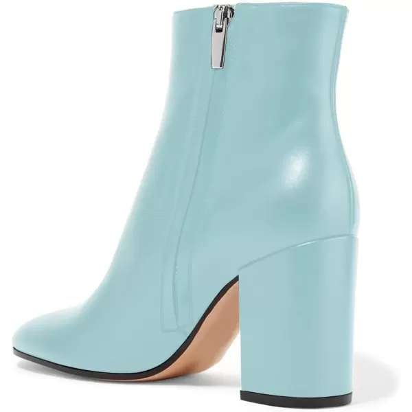 imageFSJ Women Almond Toe Chunky Block High Heel Handmade Ankle Booties Elegant Ladies Casual Dress Daily Boots Size 415 USBaby Blue