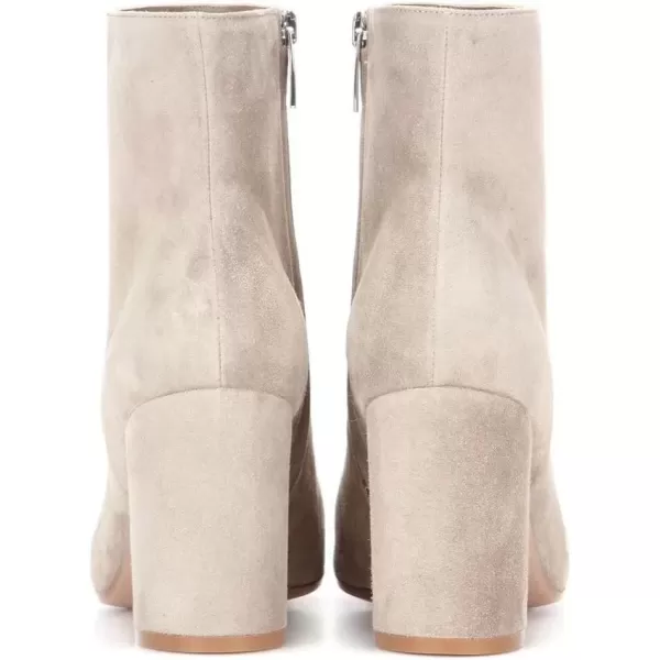 imageFSJ Women Almond Toe Chunky Block High Heel Handmade Ankle Booties Elegant Ladies Casual Dress Daily Boots Size 415 USBeige