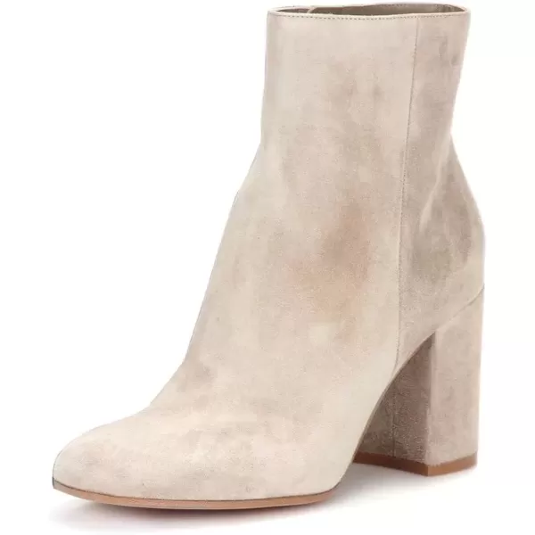 imageFSJ Women Almond Toe Chunky Block High Heel Handmade Ankle Booties Elegant Ladies Casual Dress Daily Boots Size 415 USBeige