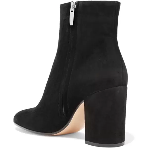 imageFSJ Women Almond Toe Chunky Block High Heel Handmade Ankle Booties Elegant Ladies Casual Dress Daily Boots Size 415 USBlack
