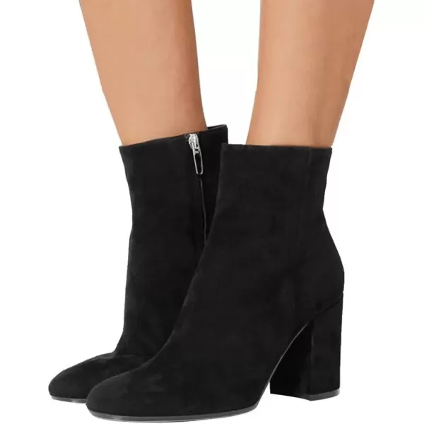 imageFSJ Women Almond Toe Chunky Block High Heel Handmade Ankle Booties Elegant Ladies Casual Dress Daily Boots Size 415 USBlack