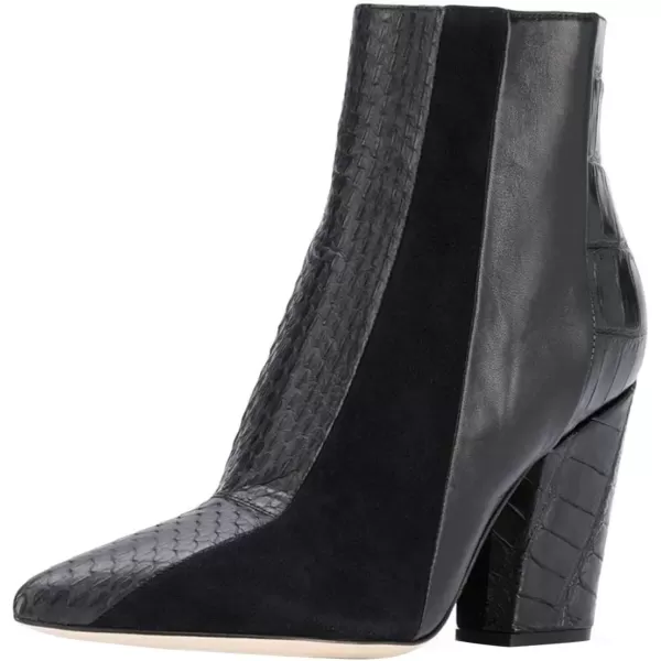 imageFSJ Women Almond Toe Chunky Block High Heel Handmade Ankle Booties Elegant Ladies Casual Dress Daily Boots Size 415 USBlack Animal Print