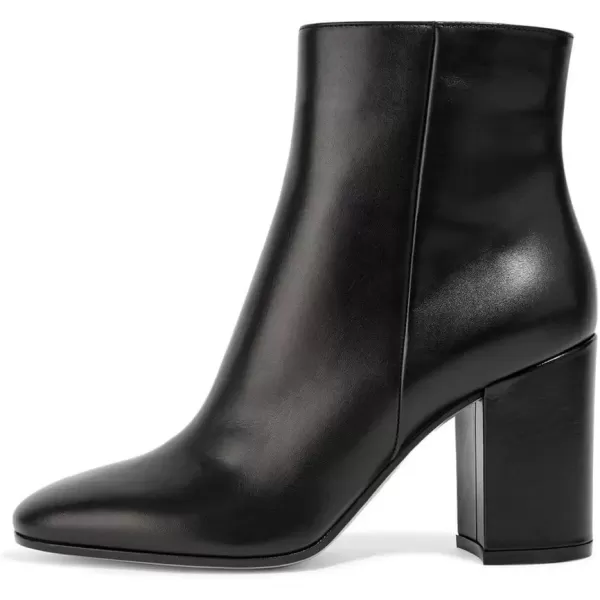 imageFSJ Women Almond Toe Chunky Block High Heel Handmade Ankle Booties Elegant Ladies Casual Dress Daily Boots Size 415 USBlack Glossy