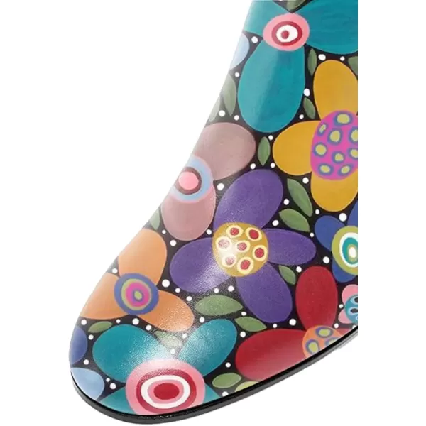 imageFSJ Women Almond Toe Chunky Block High Heel Handmade Ankle Booties Elegant Ladies Casual Dress Daily Boots Size 415 USFloral