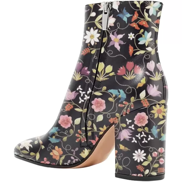 imageFSJ Women Almond Toe Chunky Block High Heel Handmade Ankle Booties Elegant Ladies Casual Dress Daily Boots Size 415 USFlower