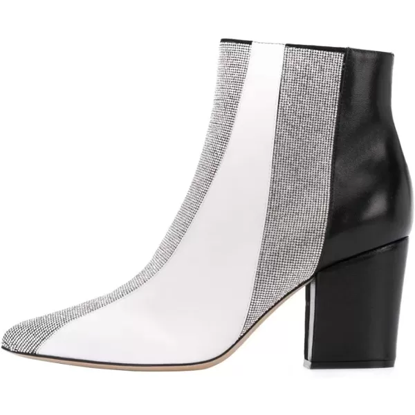 imageFSJ Women Almond Toe Chunky Block High Heel Handmade Ankle Booties Elegant Ladies Casual Dress Daily Boots Size 415 USGlitter Patchwork