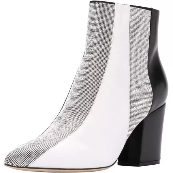 imageFSJ Women Almond Toe Chunky Block High Heel Handmade Ankle Booties Elegant Ladies Casual Dress Daily Boots Size 415 USGlitter Patchwork