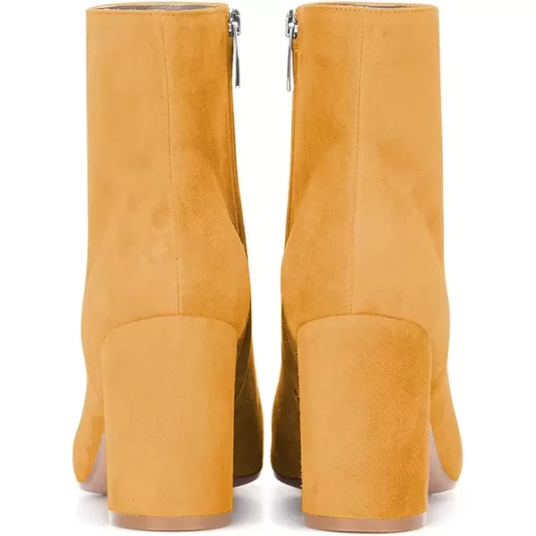 imageFSJ Women Almond Toe Chunky Block High Heel Handmade Ankle Booties Elegant Ladies Casual Dress Daily Boots Size 415 USGoldenrod