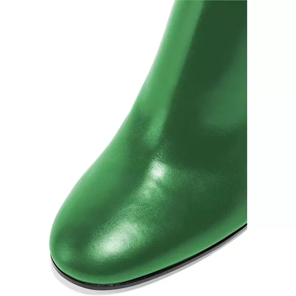 imageFSJ Women Almond Toe Chunky Block High Heel Handmade Ankle Booties Elegant Ladies Casual Dress Daily Boots Size 415 USGreen
