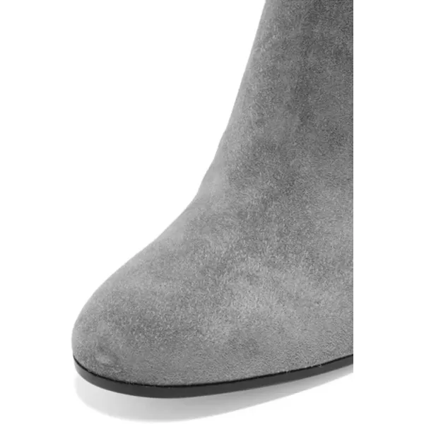 imageFSJ Women Almond Toe Chunky Block High Heel Handmade Ankle Booties Elegant Ladies Casual Dress Daily Boots Size 415 USGrey