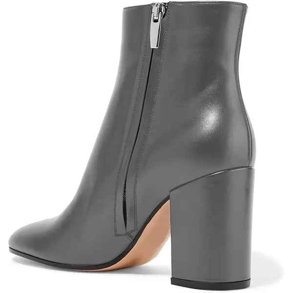 imageFSJ Women Almond Toe Chunky Block High Heel Handmade Ankle Booties Elegant Ladies Casual Dress Daily Boots Size 415 USGrey Glossy