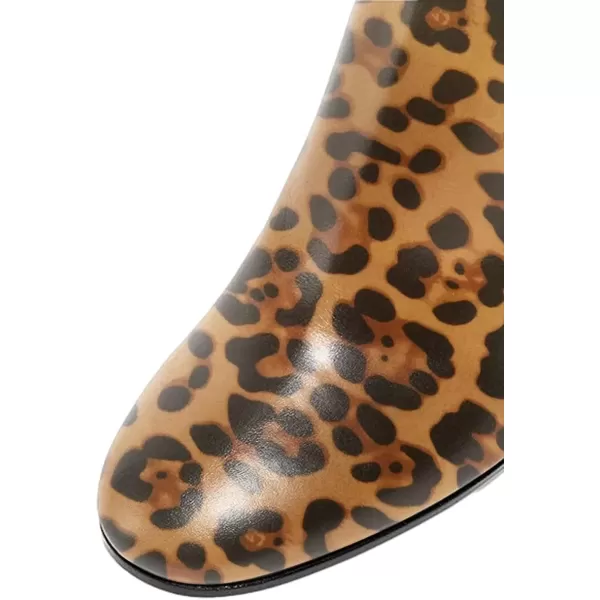 imageFSJ Women Almond Toe Chunky Block High Heel Handmade Ankle Booties Elegant Ladies Casual Dress Daily Boots Size 415 USLeopard