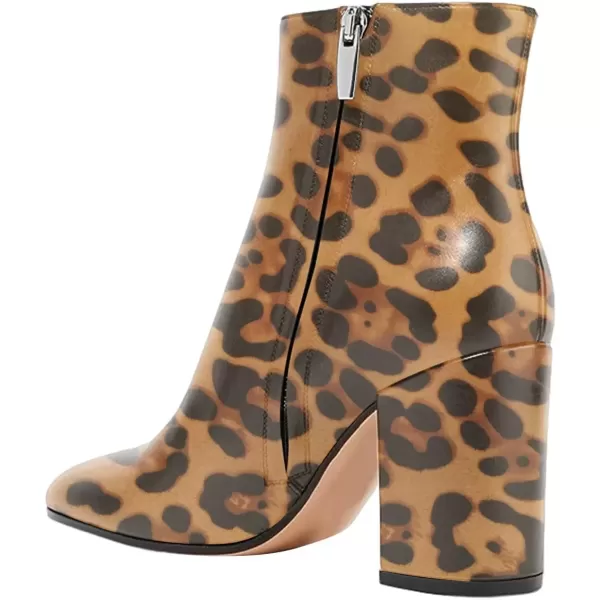 imageFSJ Women Almond Toe Chunky Block High Heel Handmade Ankle Booties Elegant Ladies Casual Dress Daily Boots Size 415 USLeopard