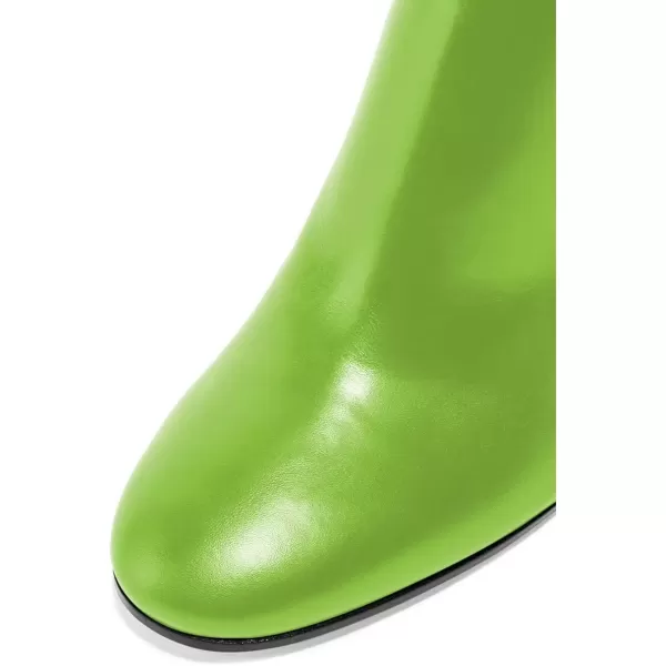 imageFSJ Women Almond Toe Chunky Block High Heel Handmade Ankle Booties Elegant Ladies Casual Dress Daily Boots Size 415 USLime Green