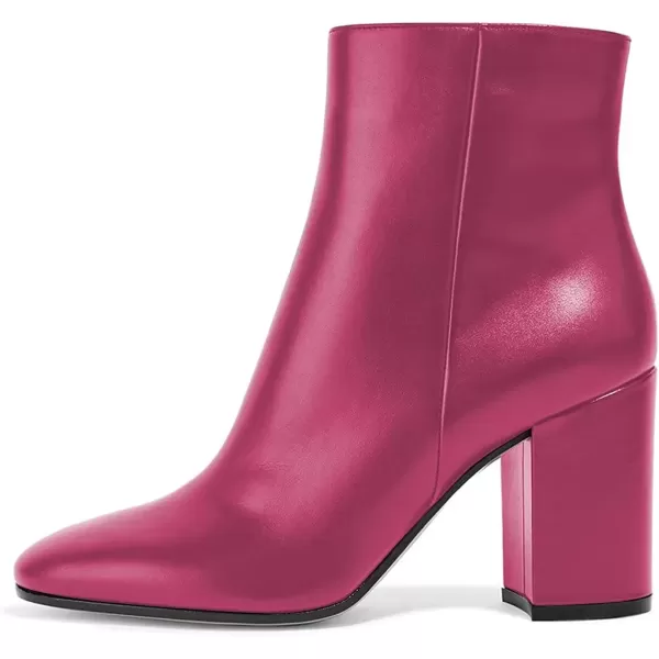 imageFSJ Women Almond Toe Chunky Block High Heel Handmade Ankle Booties Elegant Ladies Casual Dress Daily Boots Size 415 USMediumvioletred