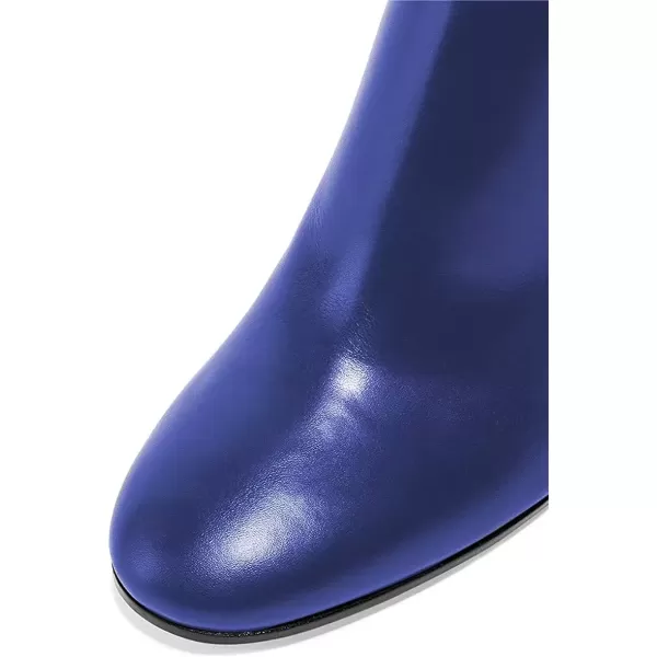 imageFSJ Women Almond Toe Chunky Block High Heel Handmade Ankle Booties Elegant Ladies Casual Dress Daily Boots Size 415 USNavy