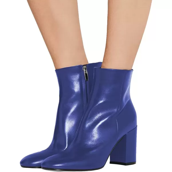 imageFSJ Women Almond Toe Chunky Block High Heel Handmade Ankle Booties Elegant Ladies Casual Dress Daily Boots Size 415 USNavy