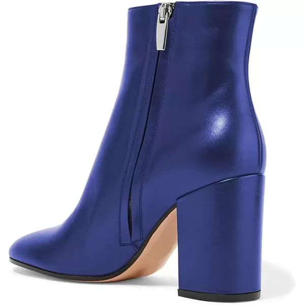 imageFSJ Women Almond Toe Chunky Block High Heel Handmade Ankle Booties Elegant Ladies Casual Dress Daily Boots Size 415 USNavy