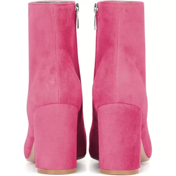 imageFSJ Women Almond Toe Chunky Block High Heel Handmade Ankle Booties Elegant Ladies Casual Dress Daily Boots Size 415 USPink