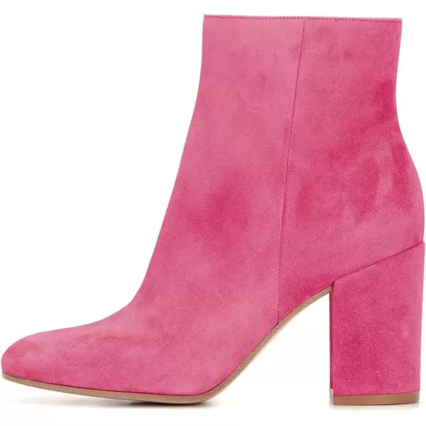 imageFSJ Women Almond Toe Chunky Block High Heel Handmade Ankle Booties Elegant Ladies Casual Dress Daily Boots Size 415 USPink