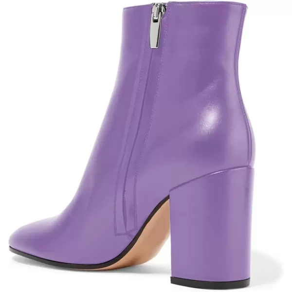 imageFSJ Women Almond Toe Chunky Block High Heel Handmade Ankle Booties Elegant Ladies Casual Dress Daily Boots Size 415 USPurple