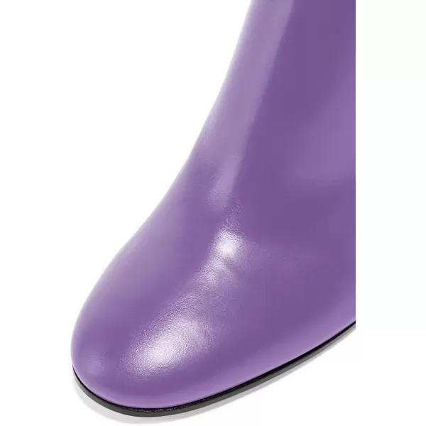 imageFSJ Women Almond Toe Chunky Block High Heel Handmade Ankle Booties Elegant Ladies Casual Dress Daily Boots Size 415 USPurple