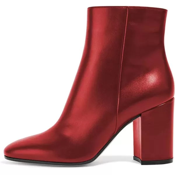 imageFSJ Women Almond Toe Chunky Block High Heel Handmade Ankle Booties Elegant Ladies Casual Dress Daily Boots Size 415 USRed