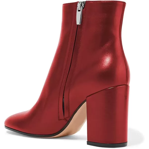 imageFSJ Women Almond Toe Chunky Block High Heel Handmade Ankle Booties Elegant Ladies Casual Dress Daily Boots Size 415 USRed