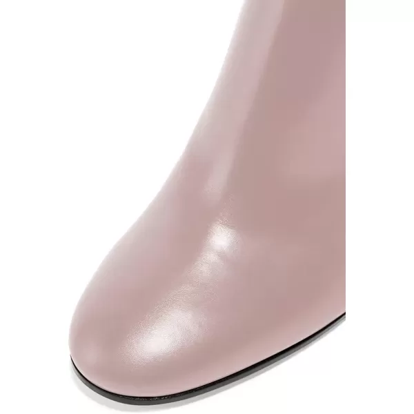 imageFSJ Women Almond Toe Chunky Block High Heel Handmade Ankle Booties Elegant Ladies Casual Dress Daily Boots Size 415 USRose Pink