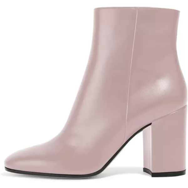 imageFSJ Women Almond Toe Chunky Block High Heel Handmade Ankle Booties Elegant Ladies Casual Dress Daily Boots Size 415 USRose Pink