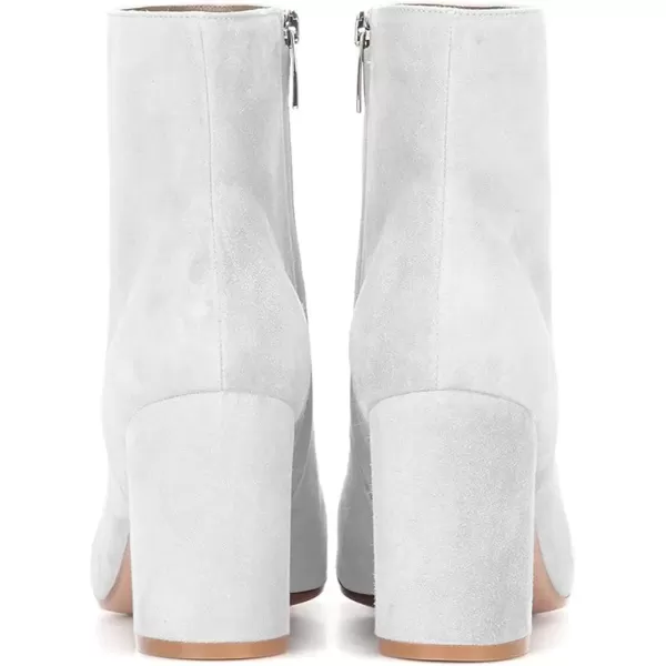 imageFSJ Women Almond Toe Chunky Block High Heel Handmade Ankle Booties Elegant Ladies Casual Dress Daily Boots Size 415 USWhite