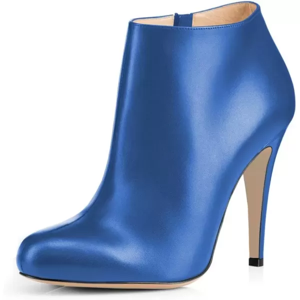 imageFSJ Women Fashion Almond Toe Boots Stiletto High Heels Ankle Booties Comfy Shoes Side Zipper US Size 415 USBluePu