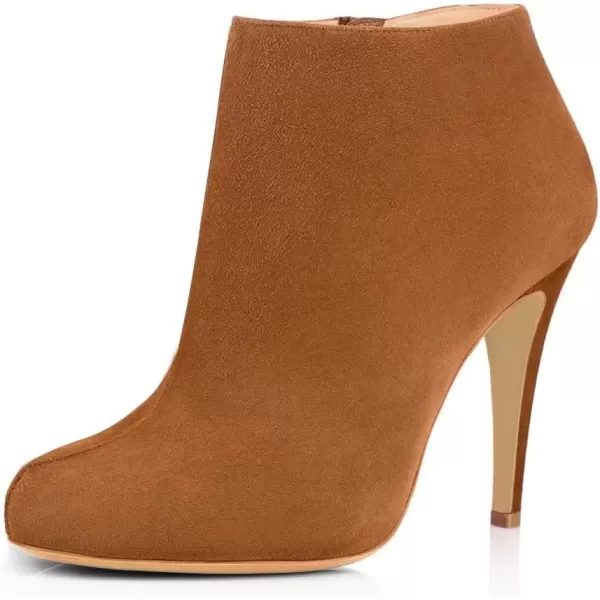 imageFSJ Women Fashion Almond Toe Boots Stiletto High Heels Ankle Booties Comfy Shoes Side Zipper US Size 415 USBrownSuede