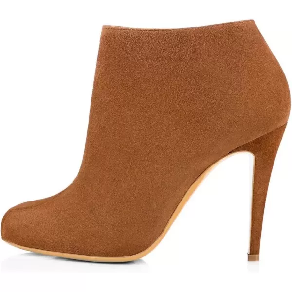 imageFSJ Women Fashion Almond Toe Boots Stiletto High Heels Ankle Booties Comfy Shoes Side Zipper US Size 415 USBrownSuede