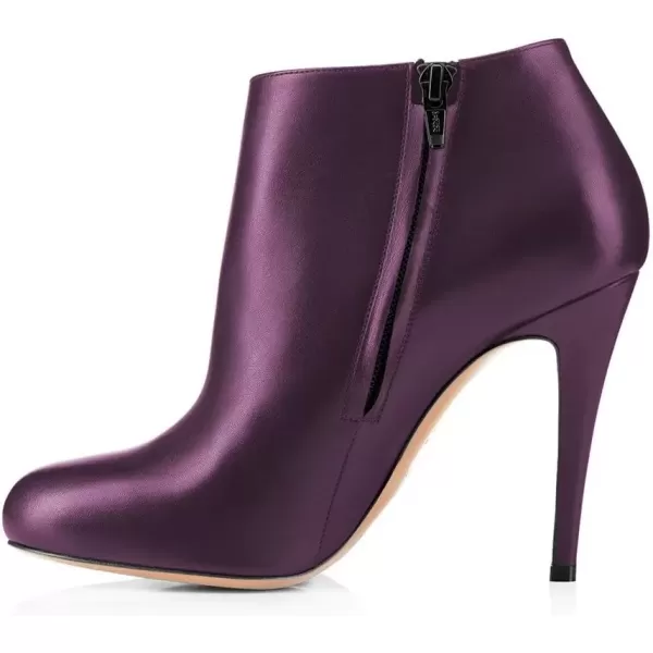 imageFSJ Women Fashion Almond Toe Boots Stiletto High Heels Ankle Booties Comfy Shoes Side Zipper US Size 415 USDark PurplePu
